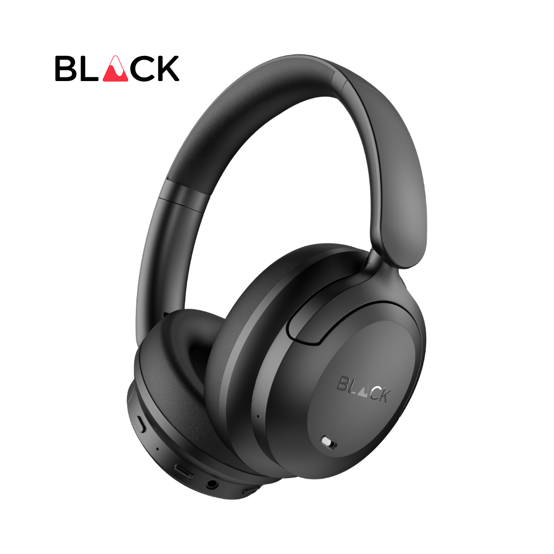 BLACK BassHead X Wireless Active Noise Cancellation Headphone with Travel Case, upto 60H Playtime, 1Yr Warranty