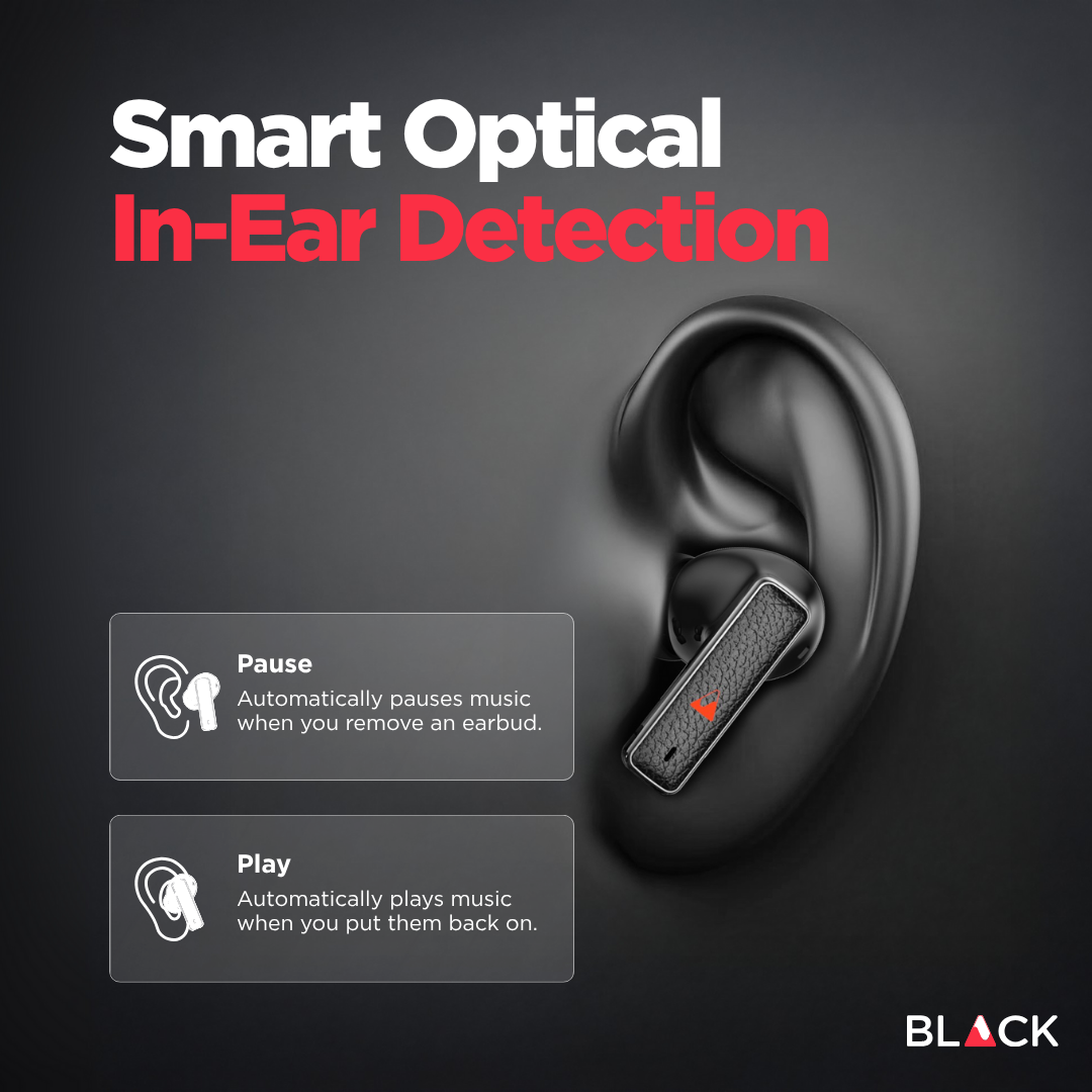 BLACK BassBuds X Hybrid 6 Mic ANC+ENC True Wireless (TWS) Earphones, Upto 45H Playtime, 1 Year Warranty