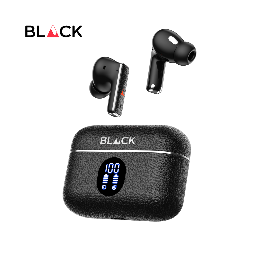BLACK BassBuds X Hybrid 6 Mic ANC+ENC True Wireless (TWS) Earphones, Upto 45H Playtime, 1 Year Warranty