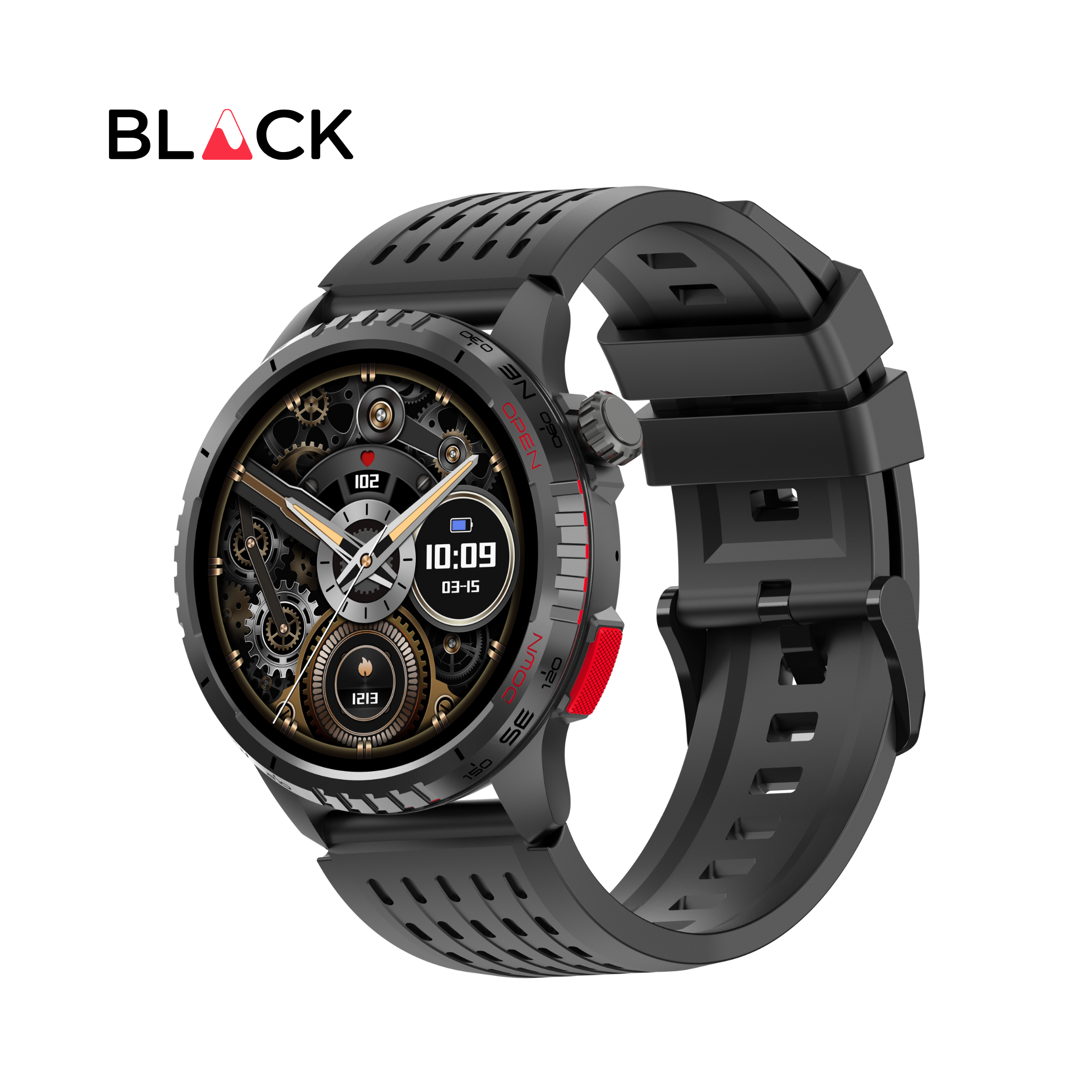 BLACK Fit X GPS Waterproof Health Monitor Smartwatch, Upto 15 Day battery, AMOLED Always ON screen, 1Yr Warranty