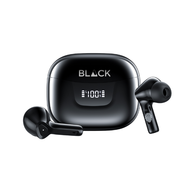 BLACK BassBuds True Wireless (TWS) Earbuds with Mic, Upto 30H Playtime, 1 Yr Warranty