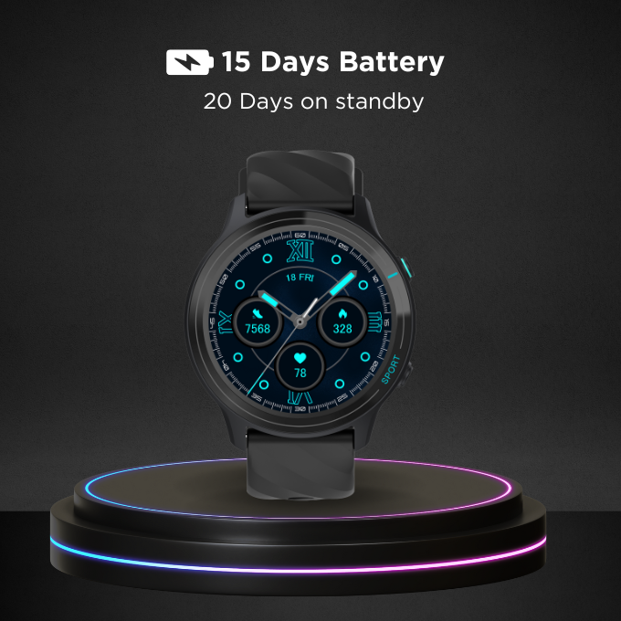 BLACK Fit 2 Health Monitor Smart Watch, upto 15 Day battery, 1.5in screen, 1Yr Warranty