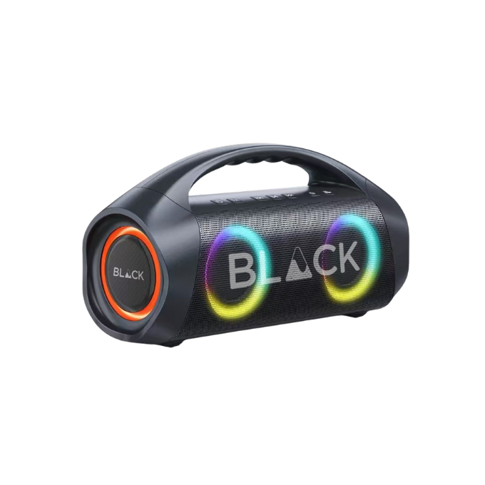 BLACK BassBoom Wireless Bluetooth Speaker, 80W, Optional Microphone, Up to 10H Playtime, 1 Yr Warranty