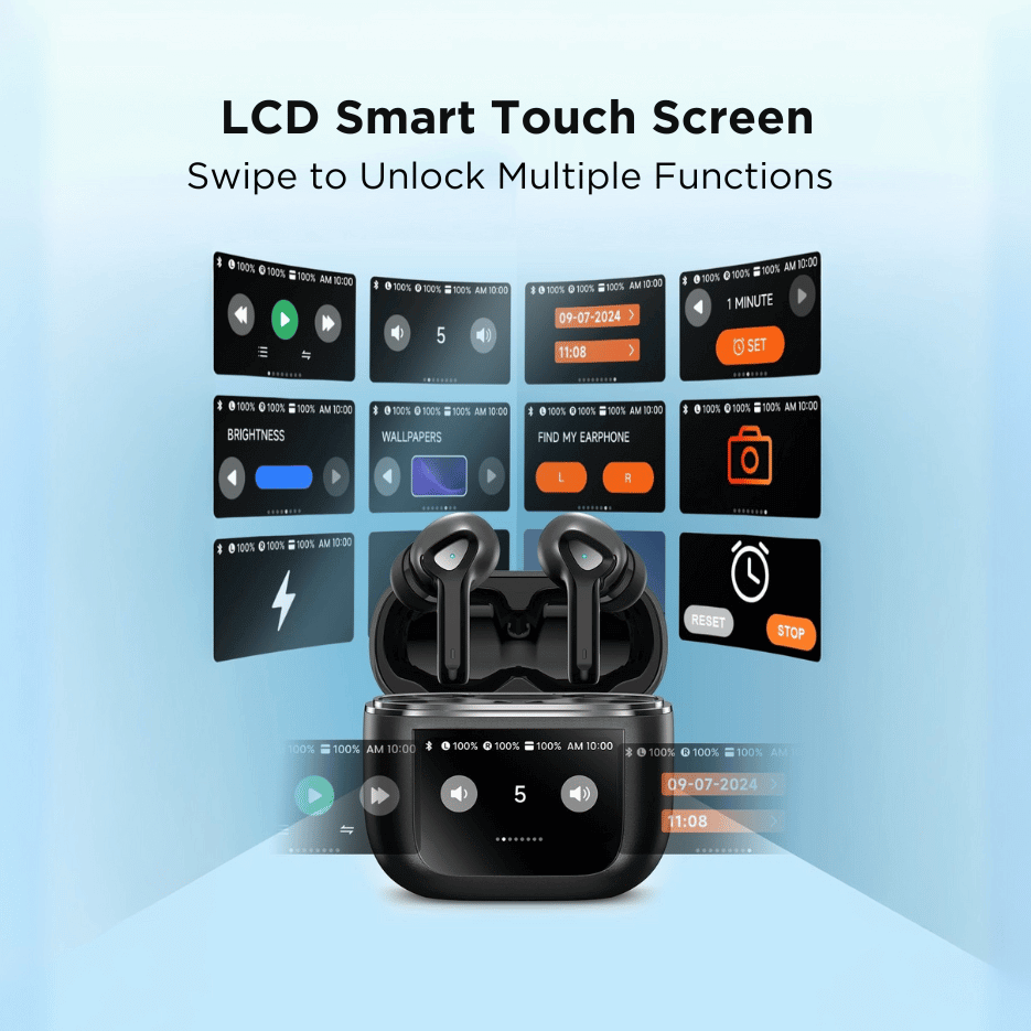 BLACK BassBuds 2 True Wireless (TWS) Earbuds with Smart Touch Screen, Upto 30H Playtime, 1 Yr Warranty