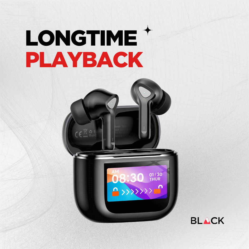 BLACK BassBuds 2 True Wireless (TWS) Earbuds with Smart Touch Screen, Upto 30H Playtime, 1 Yr Warranty