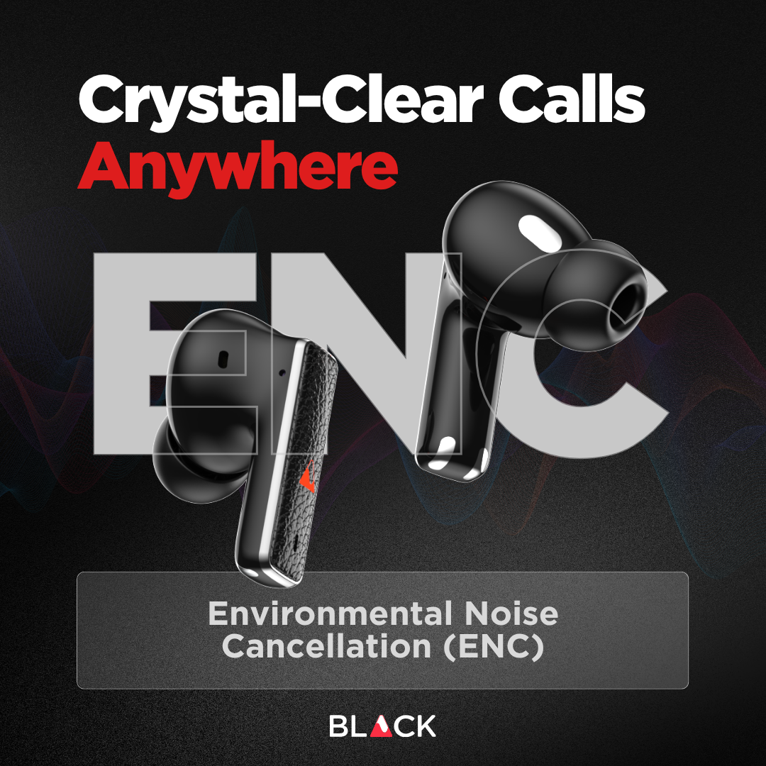 BLACK BassBuds X Hybrid 6 Mic ANC+ENC True Wireless (TWS) Earphones, Upto 45H Playtime, 1 Year Warranty